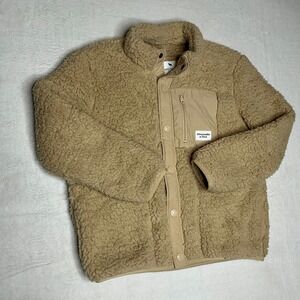 Abercrombie Kids Tan Fleece Snap Front Jacket Girls Size 13/14